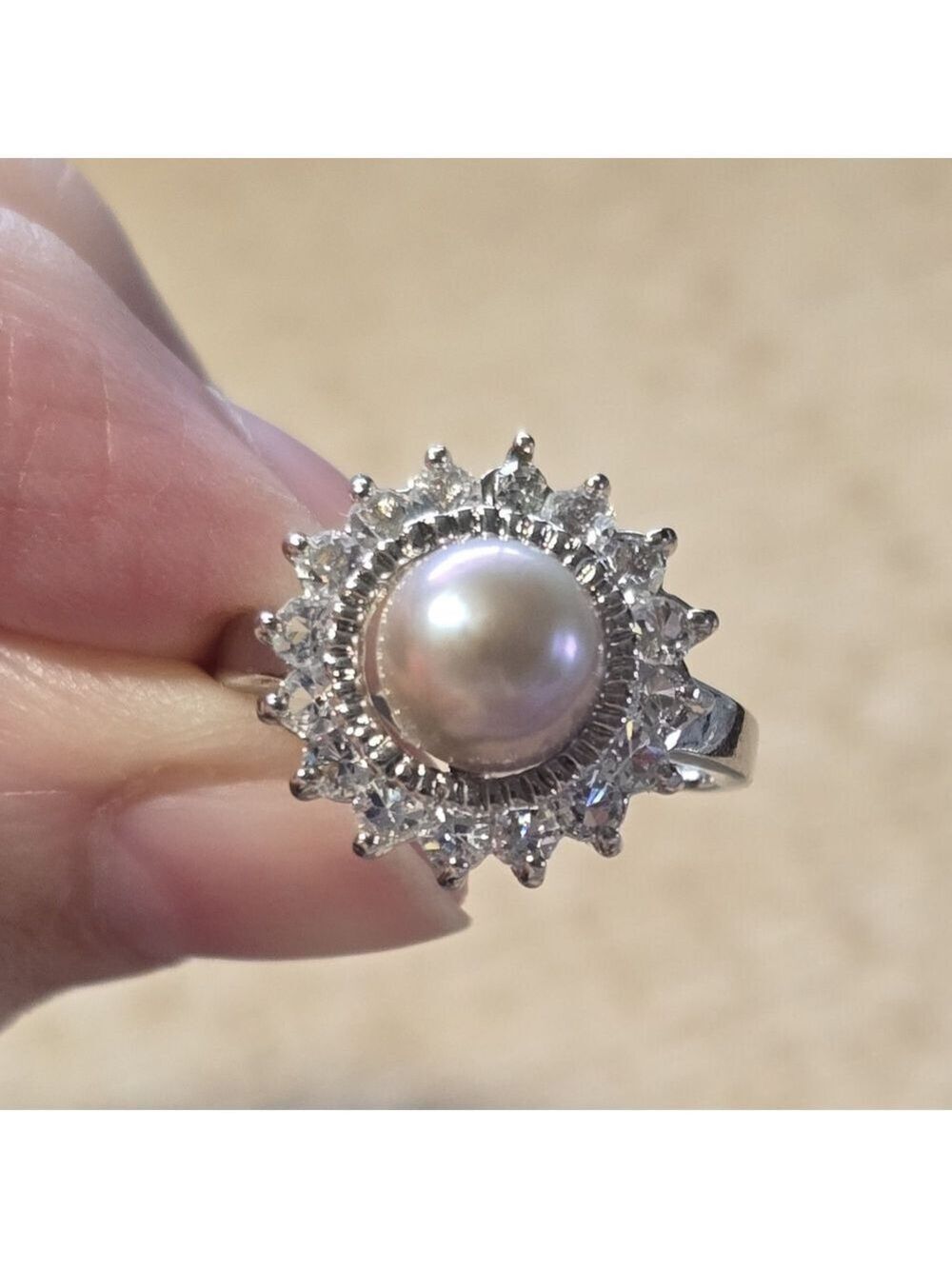 Elegant Silver Pearl Ring